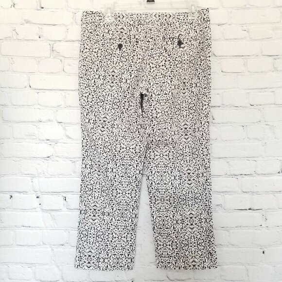 Laundry by Shelli Segal Sz 8 Capri Pants Printed White Navy Blue Mature - Picture 8 of 8